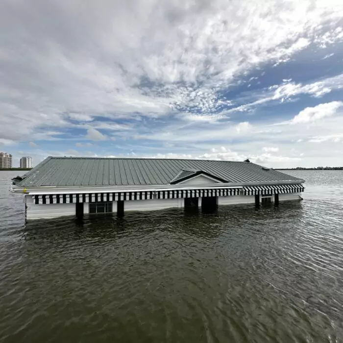 A House Displaced By Hurricane Ian Floats In The Waterways Near Bonita Springs